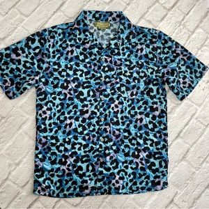 Aloha Co Resort Wear Hawaiian Button Shirt Men’s S Blue Floral Tropical Vacation